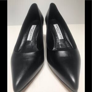 Francesco Sacco mid heel black leather pump